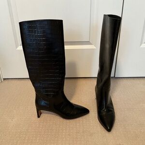NWOB Emerson Fry Black Croc Embossed Boots